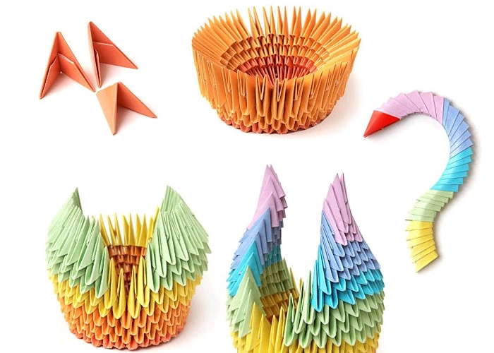 Piękny łabędź w technice origami