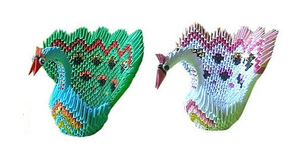 Łodyga i liść są tworzone ze zwykłego kolorowego papieru przy użyciu techniki klasycznego origami